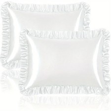 2 PCS Ruffle Satin Pillowcase for Hair and Skin, Silky Pillow Shams Satin Ruffle