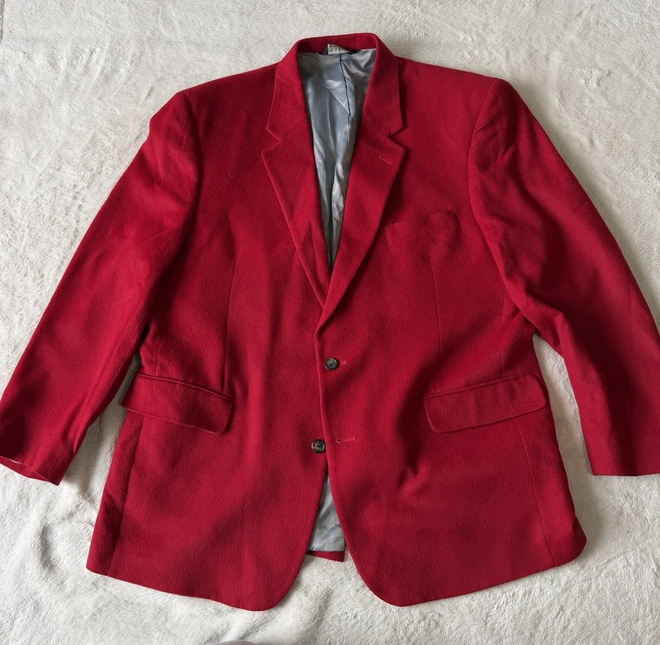 Jos A Bank Mens 100% Camel Hair Red Blazer Sport Coat 48 R | Holiday Party Red - Image 2 of 4