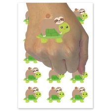 Sloth Riding Turtle Temporary Tattoo Fake Body Art