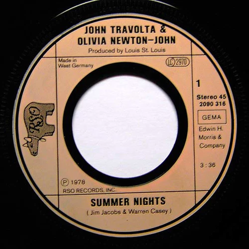 John Travolta, Olivia Newton-John - Summer Nights (7", Single, Inj) (Very Good P - Picture 3 of 4