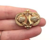 Vintage Antique Victorian Gold Filled Etruscan Revival Filigree Puffy Pin Brooch