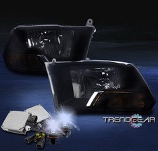 FOR 09-18 RAM 1500/10-18 2500 3500 CRYSTAL HEADLIGHT LAMP BLACK/SMOKE W/8K HID