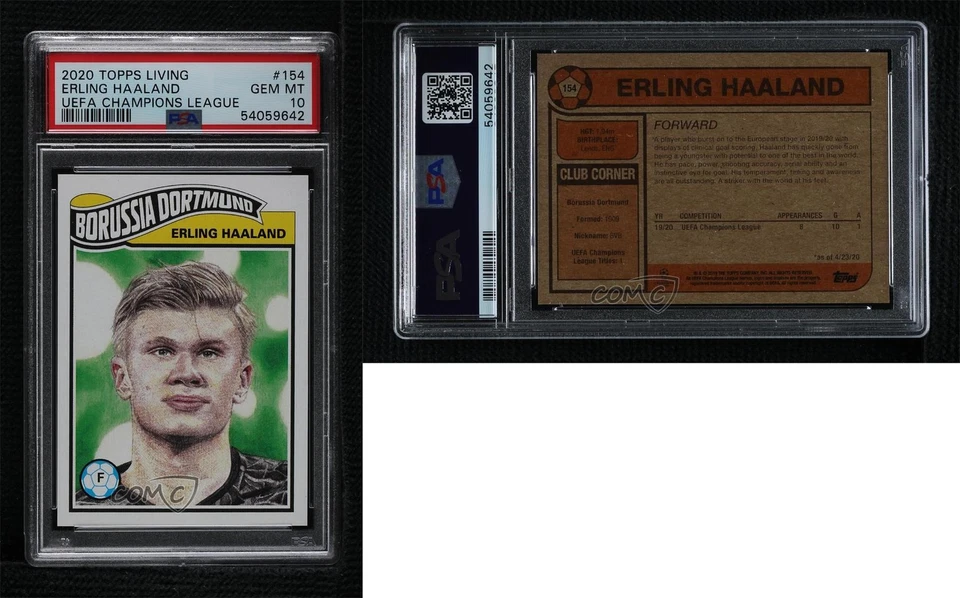 2020 Topps UCL Living Set /1988 Erling Haaland #154 PSA 10 GEM MT - Image 3 of 3