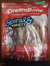 DreamBone Spirals Chicken, Beef & Pork Rawhide-Free Dog Chews, 12.9oz 32ct 04/27