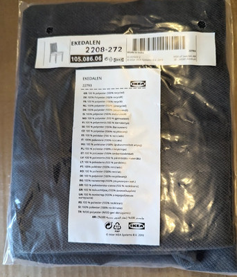 Ikea EKEDALEN Chair Cover Slipcover HAKEBO DARK GRAY 105.086.06 NEW Sealed!