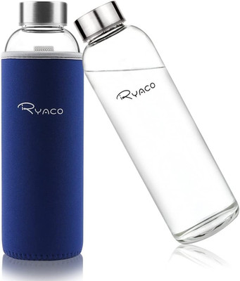 Wasserflasche 550 ml / 750 ml / 1000 ml / 1 l, tragbare Glasflasche mit Hülle