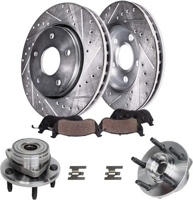 Front Brake Pads Rotors Wheel Hubs for 1996-2000 Ford Taurus