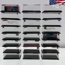 Custom Acrylic Display Case 1:64 for Hot Wheels with Engraved Sticker & Box