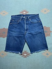 Vintage 80s Levi s 501 jeans shorts cut off dark wash button fly made in USA 31