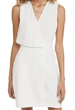 Halston White Narciss Drape Dress Women Size 10 Sleeveless, Simple Wedding