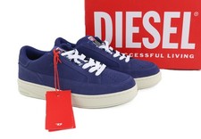 DIESEL Men Sneakers S-Sinna Low EU41 Blue Cow Leather Low Top Lace Up Trainers