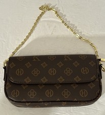 Designer Luxury Women'Ss Bags Shoulder Purse Handbag-Brown Gold Accents-Vtg Styl