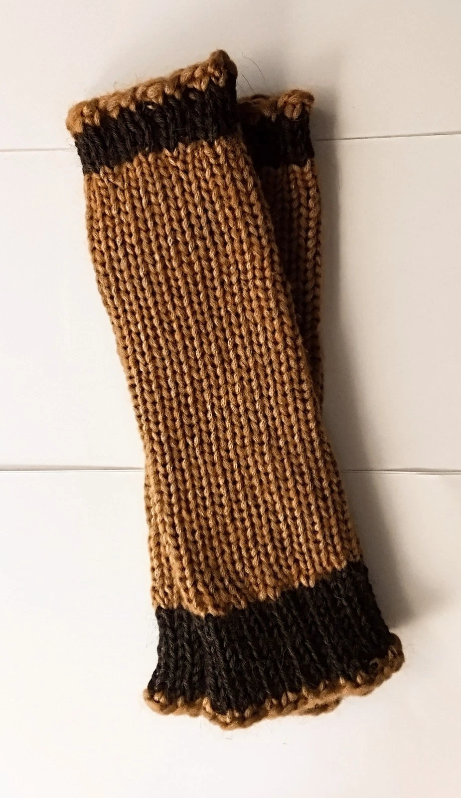 Extra Warm &Soft Arm/Leg/Foot Warmers, Alpaca/Wool, Gold & Brown