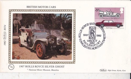 GB 1982 Rolls Royce Silver Ghost Benham Silk FDC Paulerspury Special cancel VGC