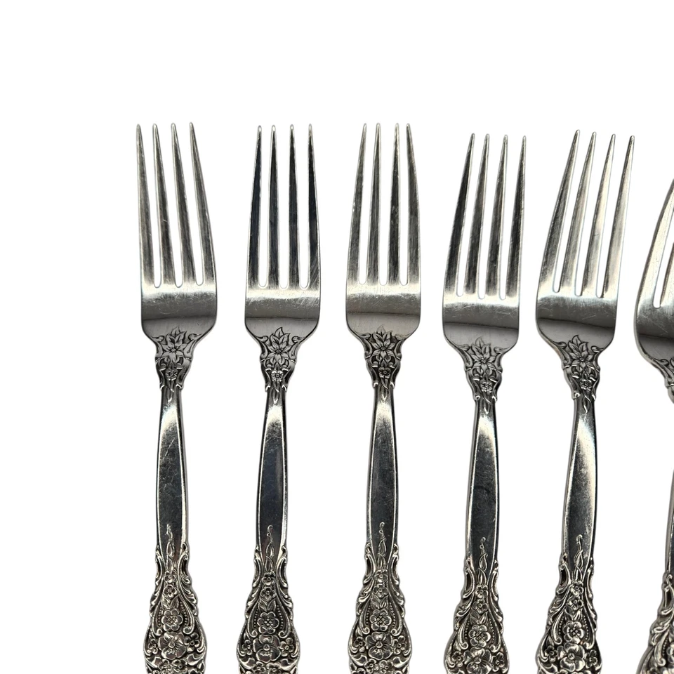  Juego de 8 tenedores de cena Rogers Bros plateados RENACENCE principios de los años 70  Foto 4 de 4