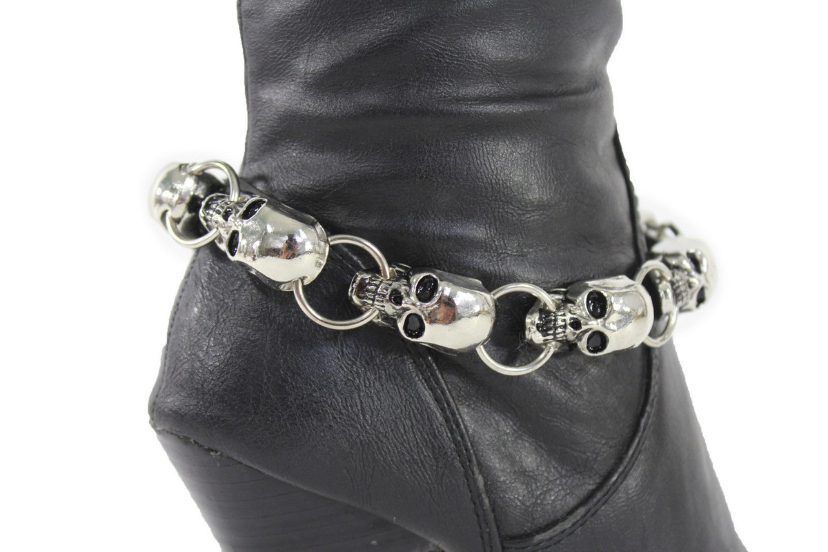 Bracciale Charm Stivale Western In Argento – Gioiello Biker Con Teschi Per Donna