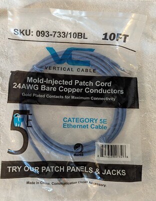 (LOT of 10)  10FT CAT5e RJ-45 UTP Patch Cord Ethernet Network Cable
