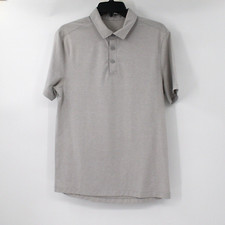 Lululemon Polo Shirt Mens S/M Striped Short Sleeve Golf Casual Button Gray