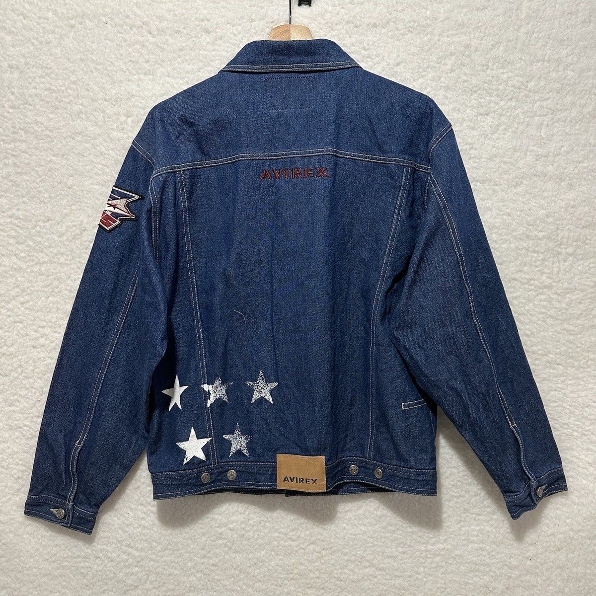 AVIREX Women's VTG Blue Denim Embroidered Jean Jacket Stars