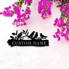 Personalized Black Bird Metal Name Sign Garden Home Wall Decorative Art Best Gif
