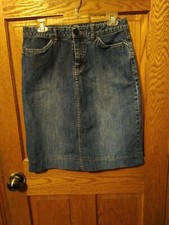 Eddie Bauer Knee-length modest denim stonewashed Skirt EUC sz 6
