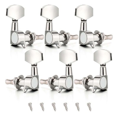 6-Pack Guitar Tuning Pegs Machine Heads - Closed Tuners For Electric Or Acoustic Guitar (Black)