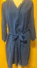 Liverpool Los Angeles Womens Blue Cotton Knee Length Shirtdress Size Medium