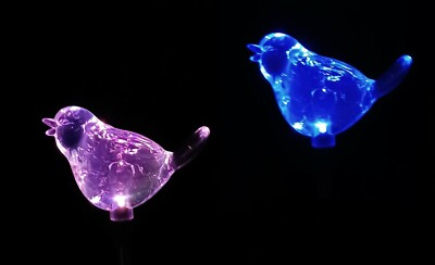 2 Set Bird Clear Acrylic Solar Garden Yard Patio Stick Stake Light 