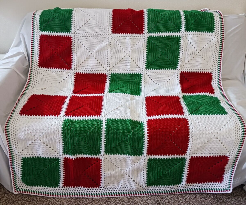 Handmade Granny Square Afghan Crochet Christmas Afghan Handmade