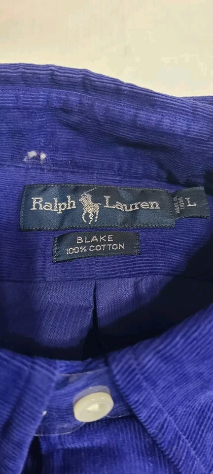 ¡¡NUEVO CON ETIQUETAS!! CAMISA POLO HOMBRE RALPH LAUREN MANGA LARGA PANA AZUL ROJO PONY LG/XL Foto 4 de 4