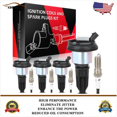 Ignition Coils & Spark Plugs Kit Fits Hummer H3 3.5L 2006 Saab 9-7X 4.2L 2005