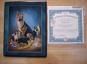 Bradford Exchange German Shepherd Plate CRIME SCENE A0268 by Linda Picken
