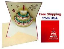3D Pop Up Birthday Cake Greeting Card Free Shipping USA