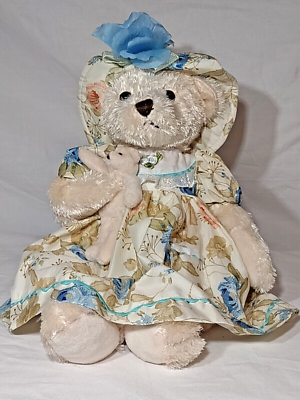 Vintage Stuffed Animal Victorian Teddy Bear Mama Holding Baby