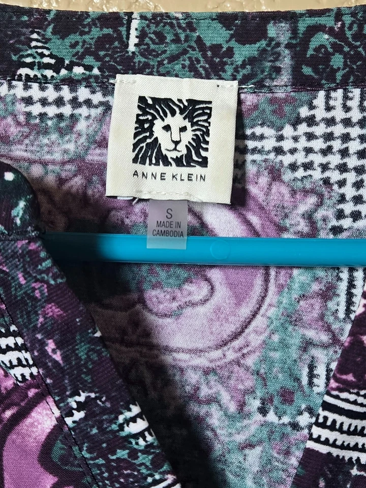 Blusa Camisa Henley Anne Klein Para Mujer Cachemira Manga Larga Multicolor Talla S Foto 3 de 4