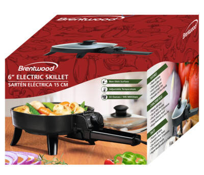 #ad Brentwood SK 45 Black Electric Skillet Glass Non Stick Lid 600W 6quot; 120V NEW $30.99