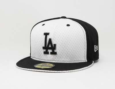 New Era 59Fifty Men Women Hat Los Angeles Dodgers White Jersey Black Fitted Cap