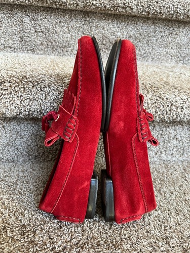 Tom Ford Men's Red Suede Braided Accents Loafers. Size: 8. - Picture 9 of 16
