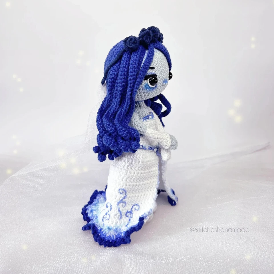 Crochet de novia cadáver, amigurumi, muñeca, juguete, regalo, hecho a mano, ganchillo, Foto 4 de 4