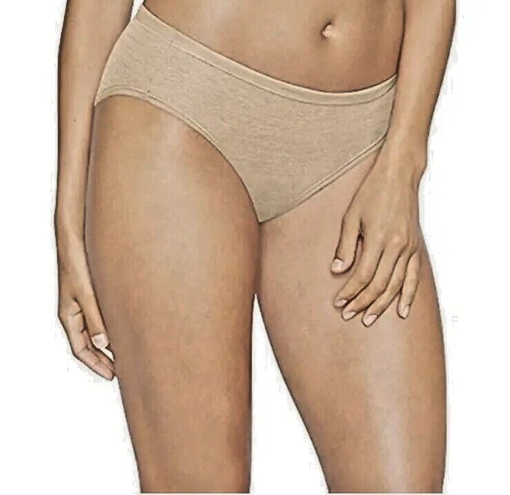 Calzoncillos de bikini Hanes para mujer talla 9/XL 4 unidades Ultimate Comfort suaves blancos tostados marrón Foto 2 de 4