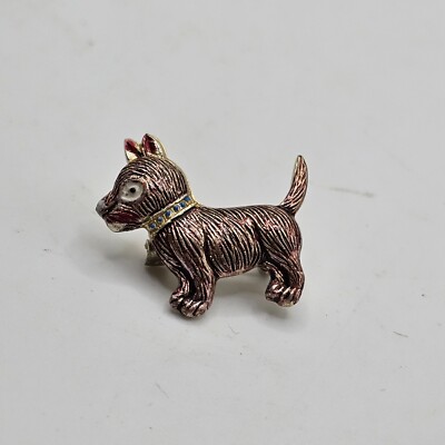 Dog Scottie Terrier Brooch Pin Vintage Signed ROK  Estate Find