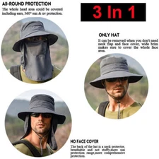UV Protection Wide Brim Sun Hat Bucket Cap Men Women For Hiking Camping Fishing