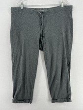 EILEEN FISHER Pants L Organic Cotton Stretch Jersey Cuffed Ankle Melange Gray