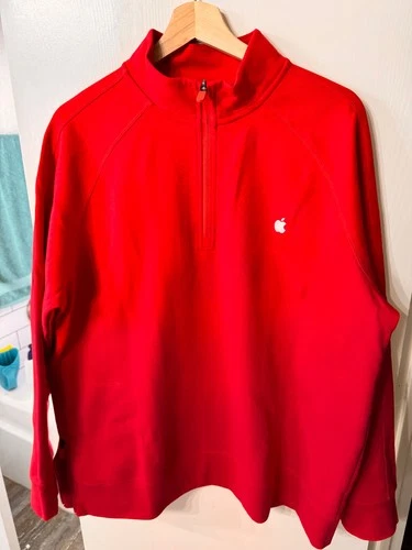 Apple Logo Men’s XL Red Quarter-Zip Pullover Jacket New - product listing photo
