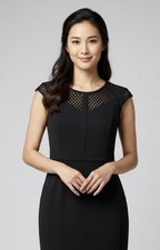 Adrianna Papell Black Tullulah Dress Womens Size 10 Sophisticated Chic Cocktail