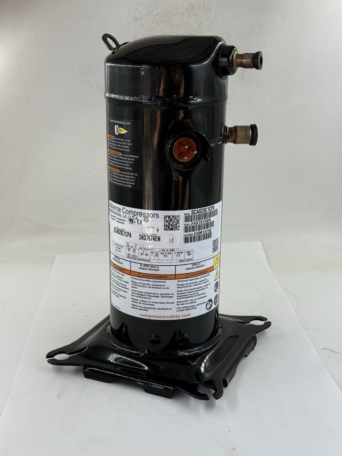 Trane Alliance Compressor SCA020C1CPA COM13740 208-230V 1PH 410A BRAND NEW 2 TON