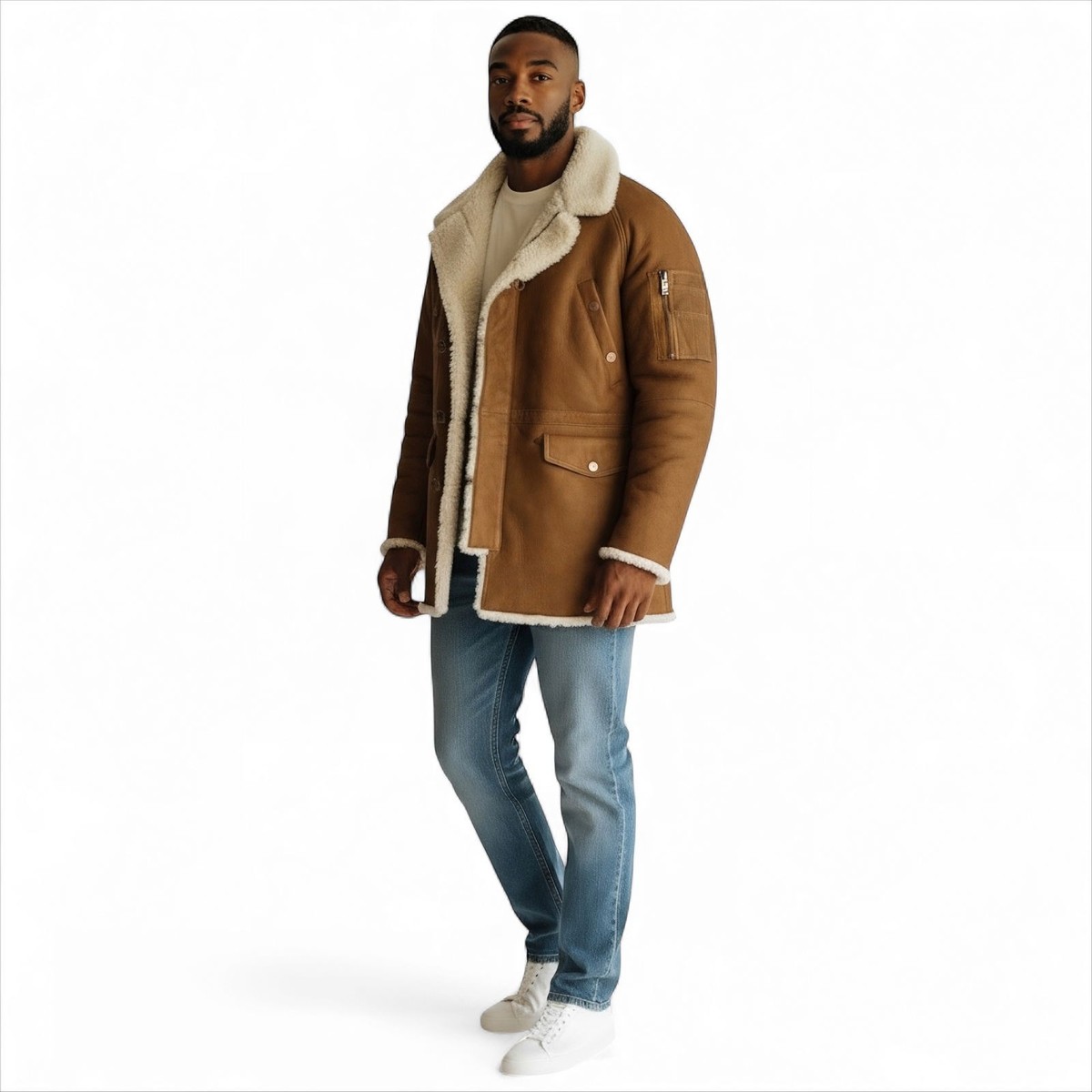 UGG TYRELL SHEARLING CHESTNUT SHEEPSKIN LEATHER MEN'S OUTERWEAR
