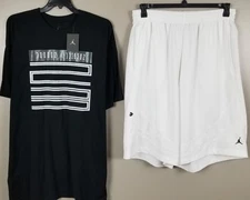 JORDAN XI RETRO 11 COOL GREY OUTFIT SHIRT + SHORTS BLACK WHITE RARE (SIZE 4XL)