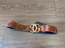 Vintage Gucci Mahogany Brown Suede Belt w/ Gold Color Buckle