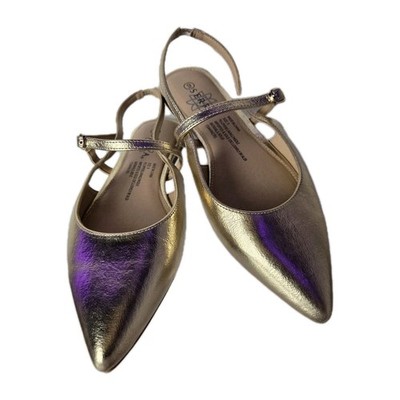 Serra New Gold Pointed Toe Flats Sz:9